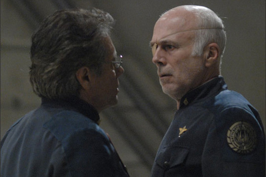 07 Admiral Adama (James Lee Olmos) and Sol Tight (William Hogan)